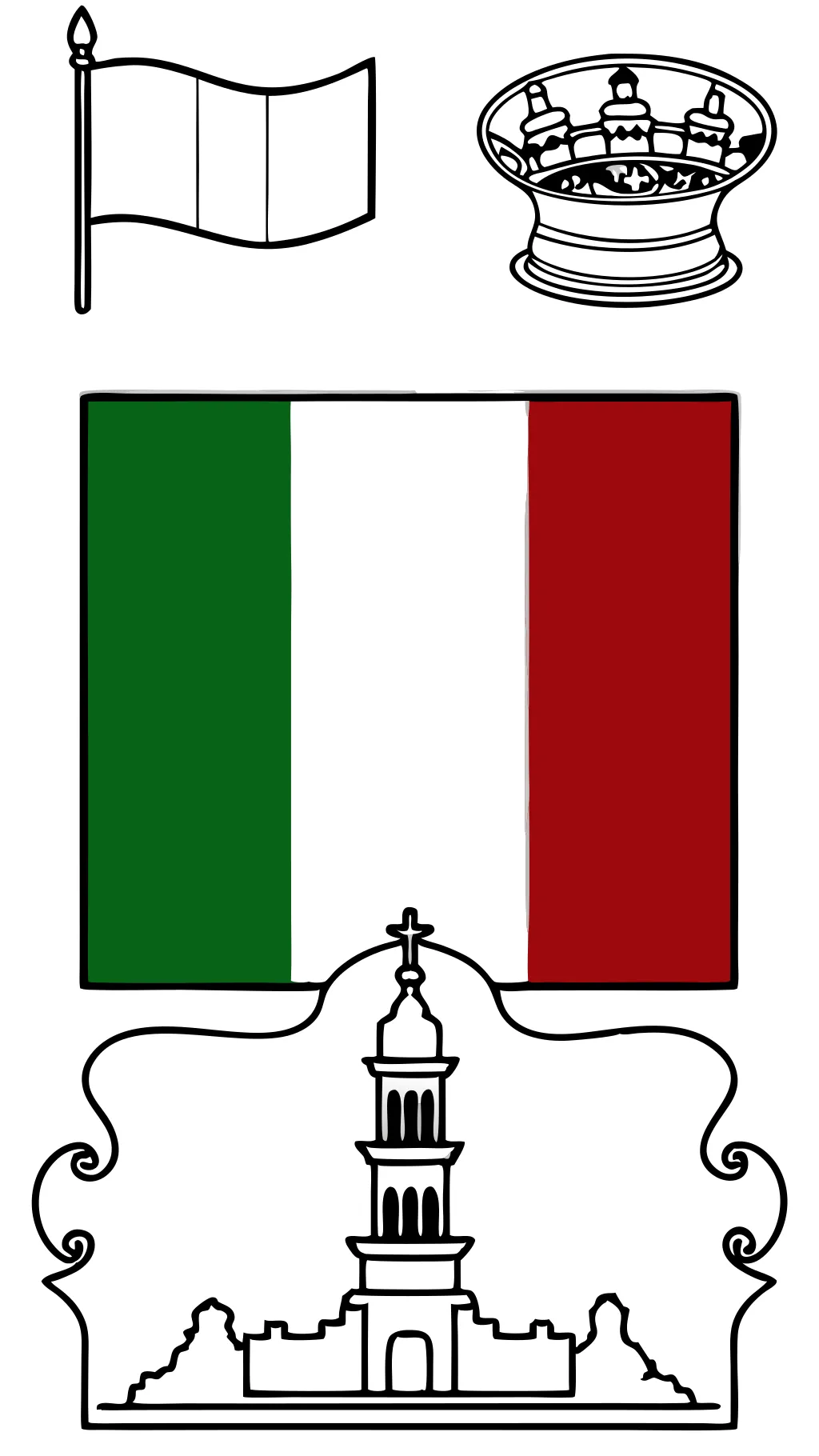 Página para colorear de la bandera de Italia